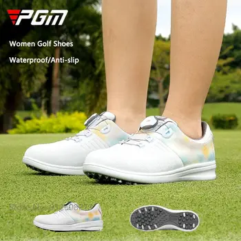 PGM Цветни Спортни маратонки за голф, за Жени, Ультралегкая Водоустойчив за Голф Обувки, Дамски Обувки С бърза Шнур, устойчива на плъзгане Обувки с шипове