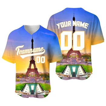 Айфеловата кула Автентичен бейзболен трикотаж Мъжки ризи с потребителско име Екип от дизайнери бейзболна форми на Спортно облекло за хип-хоп градинска тениска