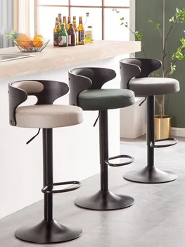 Кожен бар стол за дневна, модерно минималистичная кухненски мебели, висок бар стол с висок гръб, въртящ се бар стол за европейския кръчма, подвижен бар стол