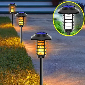 Новият 2 В 1 LED Лампа със Слънчев Пламък, Открит Водоустойчива Лампа За Тревата, Пламък/Бял свят, Градински Алеи В Двора, Озеленяване Светлини