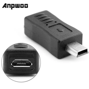 Anpwoo Адаптер Micro USB за жени и Mini USB за мъже, зарядно устройство, адаптер, конвертор, черен, директна доставка, поддръжка