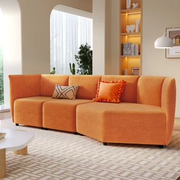 Оранжев диван за хол с европейската тапицерия от полиестер, офис регулируема облегалка, свободна комбинация за избраната стая, вътрешна декорация