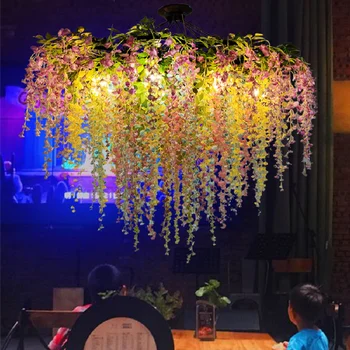 Led окачен лампа Творчески Романтичен Ресторант Пискюл Зелено Растение Qingba Hot Pot Fanhua Малък Свеж и Декоративна Лампа