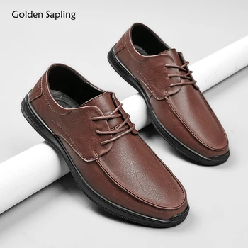Мъжки официалната обувки Golden Sapling, ежедневни лоферы от дишаща естествена кожа, класически мъжки модельная обувки, леки бизнес обувки на плоска подметка за мъже