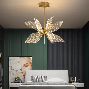 Скандинавска полилей хол модерна и креативна форма на крилата на акрилно покритие индивидуалност прост led спалня и трапезария