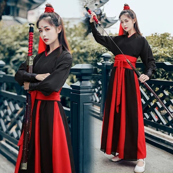 Китайски народен танцов костюм, жените традиционно облекло Ханфу, дамски дрехи за сцената на династията Тан, рокля за cosplay, танцов костюм фехтовач