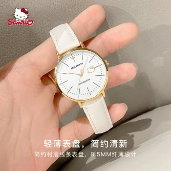 Студентски дамски часовник Hello Kitty, прости висококачествени водоустойчиви часовници с показалеца, качествен механизъм, кварцов часовник