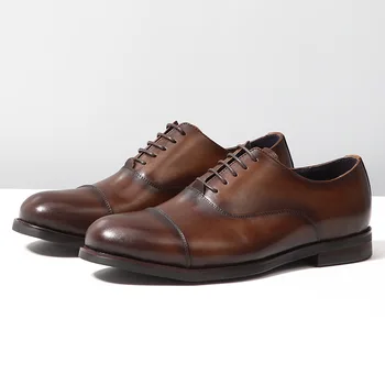 Летни oxfords, пролетни нови мъжки обувки на плоска подметка от телешка кожа, модерен висококачествени обувки от естествена кожа, мъжки обувки дантела, мъжки модел обувки