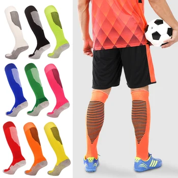 Горещи продажба шарени спортни и футболни чорапи за възрастни и деца, дишащи футболни чорапи до коляното за тренировки, дълги чорапи, кърпа, на долния чорап