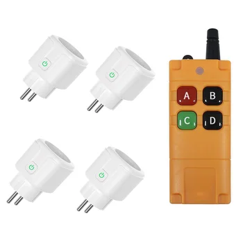 Радиочестотна розетка за дистанционно управление на AC110V 220v Ключове, щепсели европейски стандарт с предавател EU 433mhz включване и изключване на захранването Smart Plug