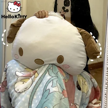 Sanrio Мультяшная възглавница Pochacco, одеало 2 в 1, облегалката за глава, възглавница за сън, с възглавница, климатик, одеяла, мек плюш