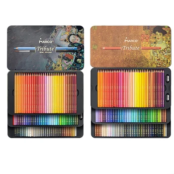 Marco Tribute MASTERS 120 маслени цветни моливи, Комплект за рисуване 100 акварельных меки цветни моливи за рисуване за възрастни, за да проверите за colorization