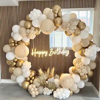 Комплект арка от балони в стил бохо, честит рожден Ден, балони, комплект арка с венец, балон за душата, метални хромирани златни латексови балони