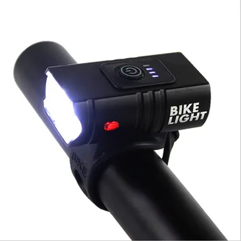 Нови Двойни Велосипедни Фарове T6 USB Зареждане на Външни Велосипедни Фарове Електрически Дисплей Червена Светлина Предупредително Осветление Велосипедни Фарове