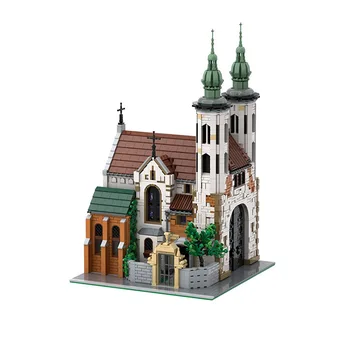 MOC Средновековен замък с изглед към улицата, къщата на Андрюс, църква, градивен елемент, градска архитектура, тухли, играчки за деца, подаръци за рожден ден