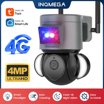 INQMEGA 4G Камера PTZ Камера Куполна 4MP Безжична GSM SIM карта IP Камера за Сигурност на Външно видеонаблюдение P2P IR Нощно Виждане до 30 М