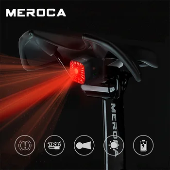 Задна светлина наем MEROCA, акумулаторна батерия ярка задна светлина, 500 mah, умен стоп-сигнал, велосипеди за МТВ, пътен велосипеди, аксесоари за велосипеди