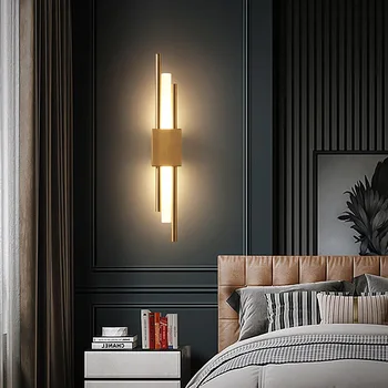 Модерни led осветление стена скандинавски просто фон за хола Стенни аплици, Лампа, малка странична лампа за спални, Коридор, Домашен лампа