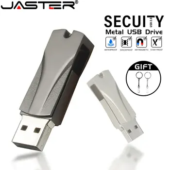 JASTER Въртящ се Метален Безплатен Потребителски ЛОГОТО на USB 2.0 Flash drive Водоустойчив Флаш-памети 64GB U Диск Подаръци Ключодържател Memory Stick