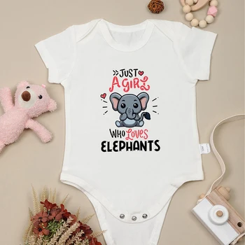 Облекло за новородени момичета с принтом скъп слонове, тела в стил Kawai Харадзюку, дрехи за деца, лятна градинска облекла, памучни плъзгачи за бебета