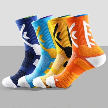 Висококачествени нови елитни мъжки баскетболни чорапи за спорт на открито, мъжки вело чорапи, компресия чорапи, памучно кърпа, долни мъжки чорапи