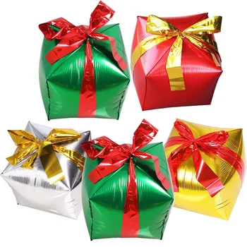 5 бр., 40 см, коледни подаръчни кутии, с балони от фолио, картички и подаръци, балони, Коледни топки, Коледни украси за партита