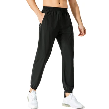 Мъжки панталони за джогинг, джобове с цип, спортни футболни панталони за фитнес, удобни гамаши за бягане, разтеглив бързо съхнещи спортни панталони