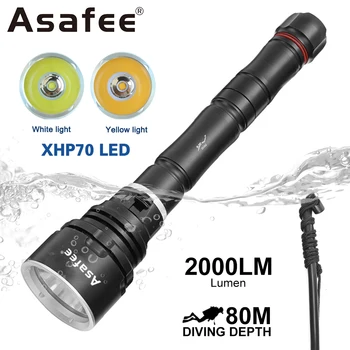 Asafee DA33 80M подводен P70 led фенерче за гмуркане капацитет 3000ЛМ 300 w с магнитен ключ, водоустойчив фенер за гмуркане 18650/26650