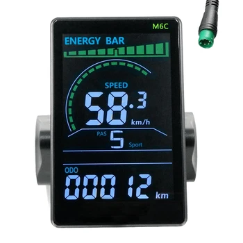 M6C Електрически Мотор LCD Дисплей Метър 24-60 В E Скутер Панел LCD Цветен Екран Части С USB За Планински Електрически Велосипед (5PIN)