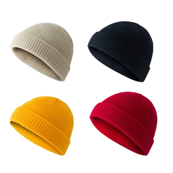 14 цвята, къси възли шапки в рубчик с припокриване, обикновен класически унисекс в ретро стил, зимни мешковатая ски шапчица-докер
