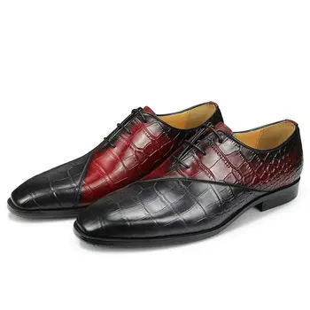 Луксозен мъжки обувки от волска кожа, италиански дизайнерски вечерни модела обувки, класически и официални oxfords от естествена кожа, ежедневни обувки, ръчно изработени