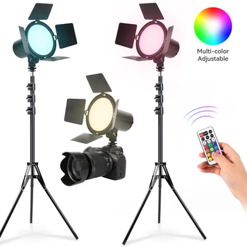 RGB LED Фотография, Видео Светлината DSLR Камера Заполняющее Осветление Затемняемая Панел Осветление Комплект Лампи за фото студио за Youtube Tiktok на Живо