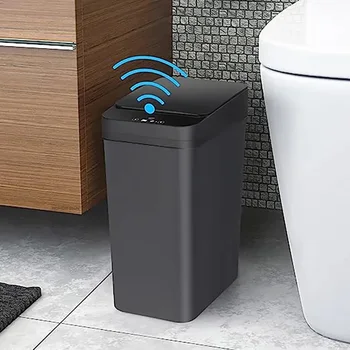 12Л черно умно кофа за боклук Водонепроницаемое автоматично сензорно кошчето за баня, кухня, тоалетна, кошче за боклук с датчик за движение, интелигентен дом