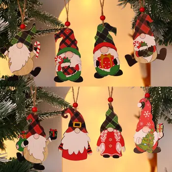 Дървени малки висулки Коледно дърво Безлични медальони с изображение на един възрастен Рудолф Празнична доставка Коледна украса от рисувани