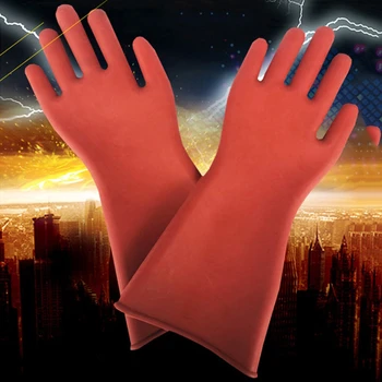 1 чифт професионални электроизоляционных ръкавици високо напрежение 12 kv, защитна гумена ръкавица електротехник 40 см
