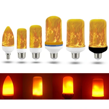 Нови 4 режима E27 Led Лампа с Пламък, Имитирующая Огън, E14 Царевичен Лампа, Мерцающая Led Лампа, Динамичен Ефект на Пламъка 85-265 В