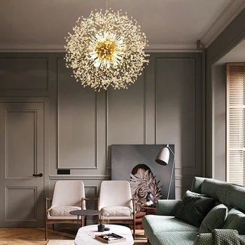 Скандинавска модерна кристален полилей във формата на глухарче, окачена лампа под формата на светлячка, за хол, спалня, кабинет, ресторант, бар, декориране на дома