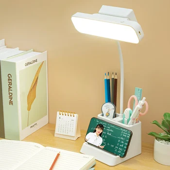 Настолна лампа led светлини USB Акумулаторна лампа Магнитна учебна офис лампа за четене с притежателя на химикалки Настолна лампа