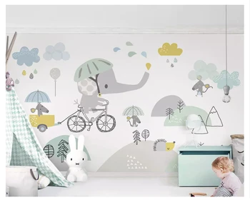 beibehang Индивидуална мода, копринена хартия, 3d тапети, цветна ръчно рисувани, на фона на детската стая във формата на слон
