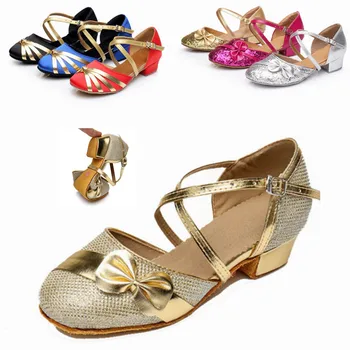 Детски танцови обувки, детски обувки за латино танци със затворени пръсти, Салса, танго, обувки за танци балната зала, женски обувки за момичета, Zapatos Baile Mujer Latino