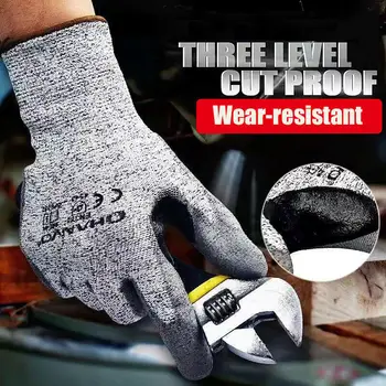 Предпазни работни ръкавици с покритие, устойчиви на гумата, 3 нива на защита от порязване, предпазни работни ръкавици
