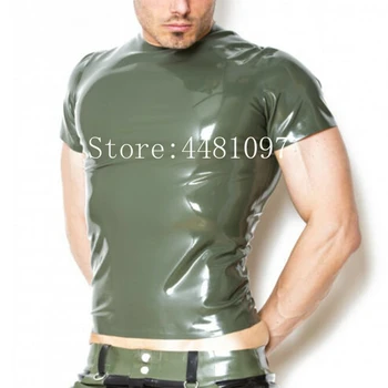 Тениска от латекс, ръчно изработени, гумени върхове, без закопчалка, къси ръкави, прилепнали, сексуална, стръмни размери XS-XXXL,4 мм