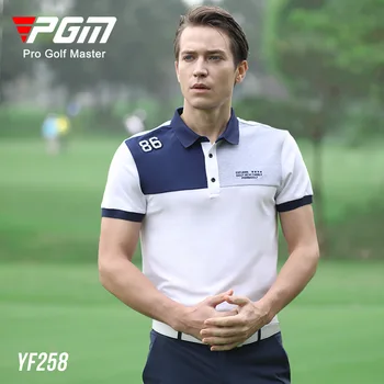 Облекло за голф PGM Мъжка тениска с къс ръкав памучен мъжки дрехи за почивка в голф