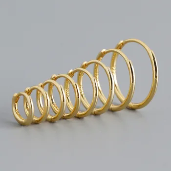 Сега сребро 925 проба, кръгли обеци-пръстен от 18-каратово злато Huggies за жени, геометрични изискани бижута, бижута минималистичная