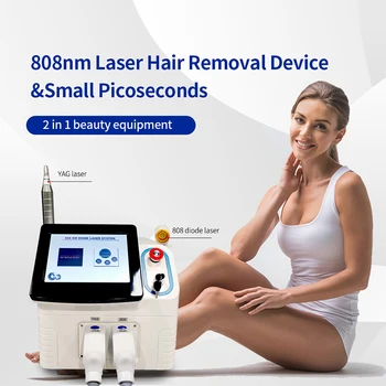 2 в 1 преносим 808-нм диодном лазере + пикосекундная лазерната машина за професионална епилация, козметична татуировка на кожата/премахване на пигментните