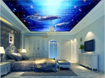 Потребителски снимки на фона на 3d таван стенописи тапети картина на подводния свят, кийт украса боядисване тапети за стени 3d