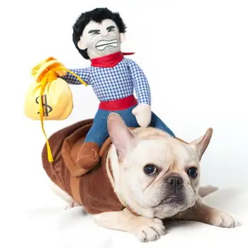 Костюм на куче MPK, костюм жокей, забавен коледен костюм за домашни кучета и малки кученца, облекло за кучета, каубойски дизайн, са на разположение 4 размера