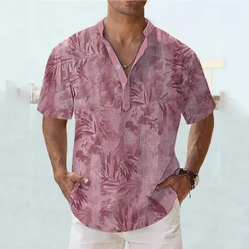 Нова хавайска риза за мъже 2023, блуза с къс ръкав с 3D принтом, плажен празничен топ, лятна мъжки дрехи оверсайз Camisa Masculina