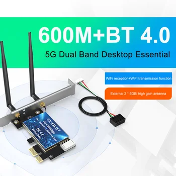 600 Mbps WIFI Мрежова Карта PCI Express 2,4 G/5 Ghz Безжична Bluetooth PCI-E-LAN Карта 802.11 ac/b/g/n Адаптер За Настолен компютър