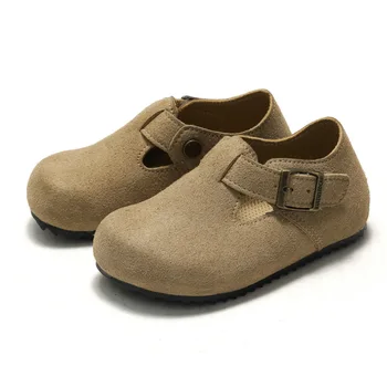 Детски кожени обувки, модерни ежедневни обувки на равна подметка за момчета и момичета, меки обувки за новородено, окото дишаща детски обувки